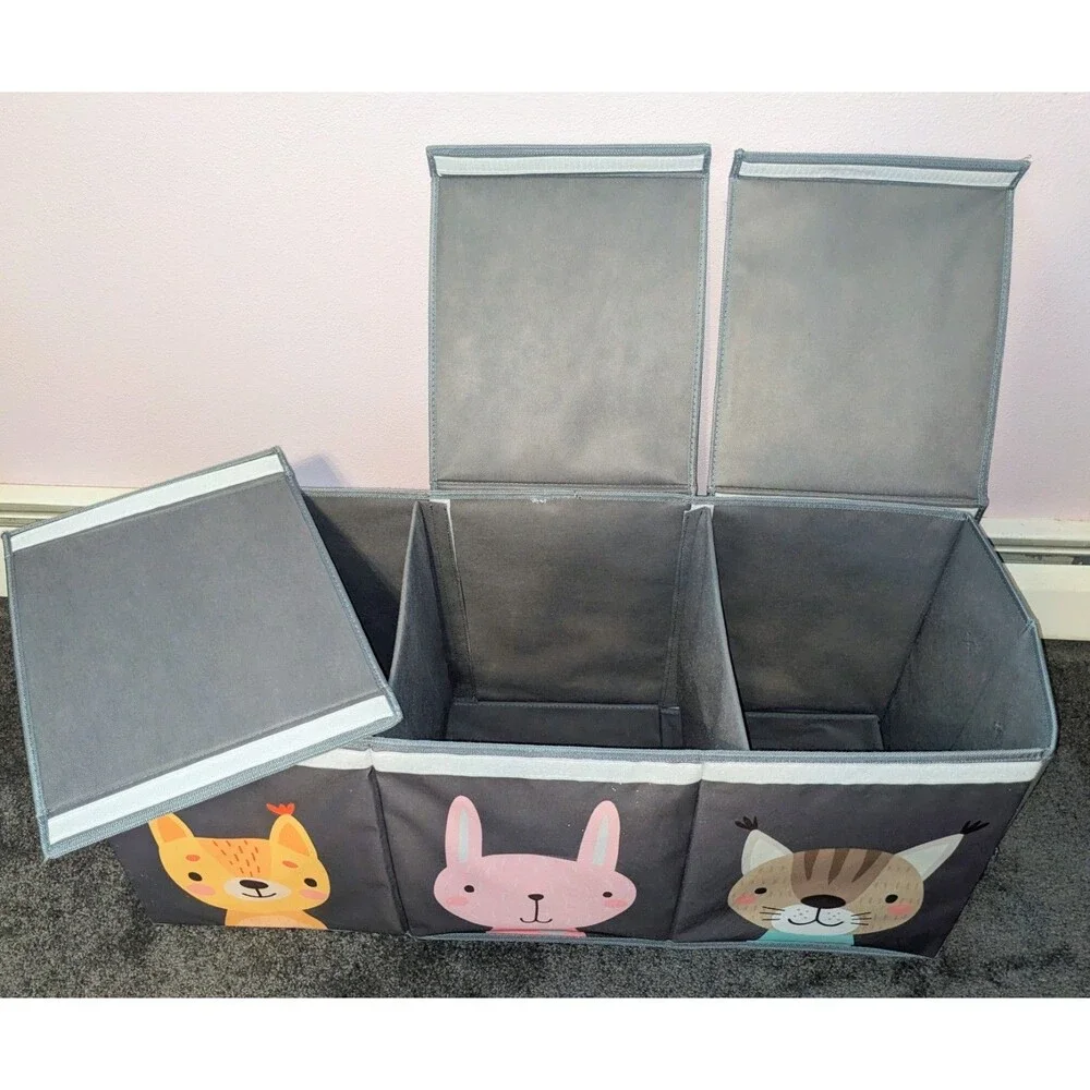 Softowl Collapsible Toy Chest Storage Box Gray Animals Extra Large 37